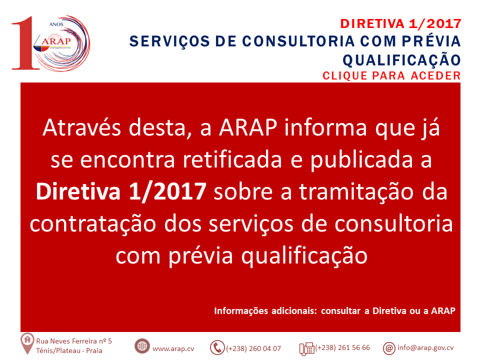 Retificada e Publicada a Diretiva 1/2017