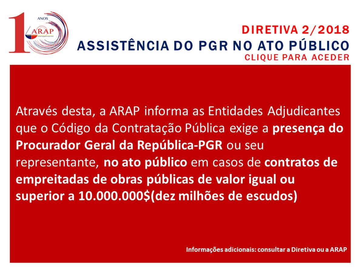 Publicada a Diretiva sobre Assistência do PGR no Ato Público