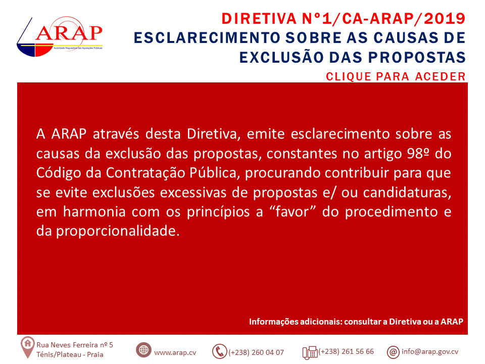 Publicada a Diretiva com esclarecimento sobre causas de exclusão de propostas