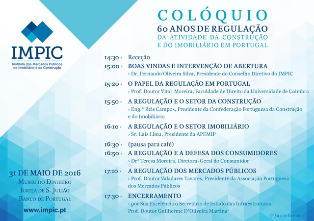 ARAP participa no colóquio sobre 60 Anos da Atividade de Regulação da Construção e do Imobiliário em Portugal